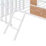 Harper & Bright Designs Twin Low Loft House Bed with Roof, Window, Guardrail and Ladder, Metal Kids Frame for Girls and Boys, White
