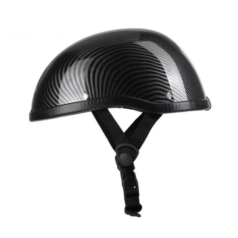 Abody Retro-Style Motorcycle Half Helmet with ABS and Cotton Cap, Carbon Striation, Universal One Size, Washable Design