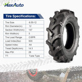 MaxAuto Farm Tractor Tire Set, 6.00-12, 2Pcs, Replacement for Kubota 7100 Series H167