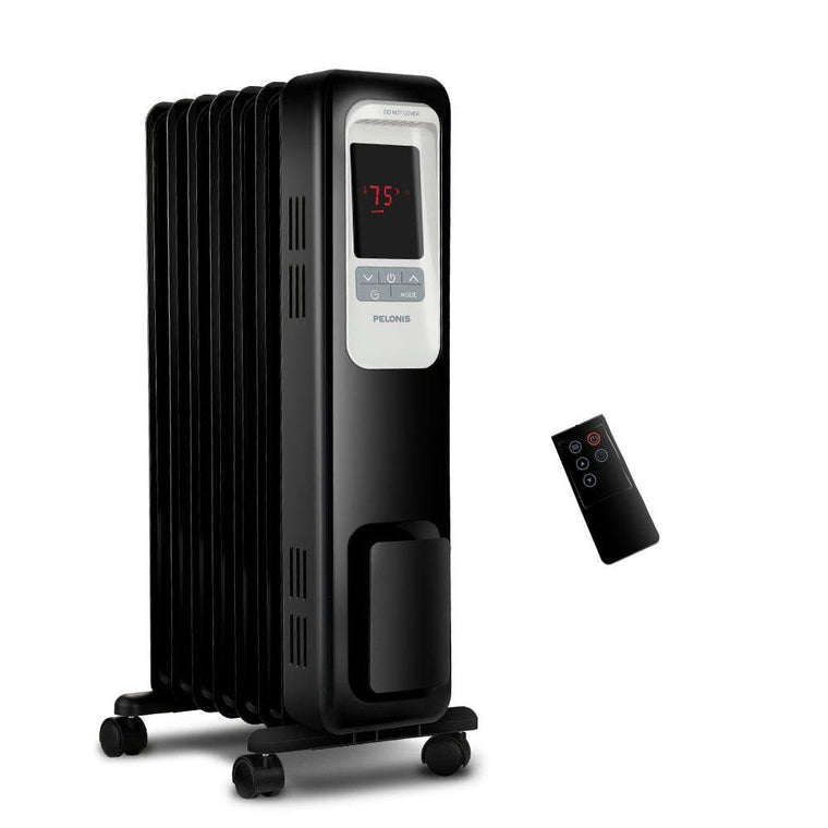 Pelonis 1500W Portable Electric Oil-Filled Radiator Heater with Digital Thermostat and 24-Hour Programmable Timer