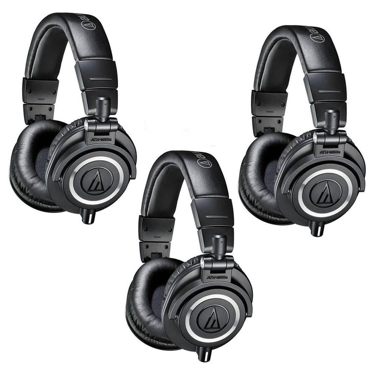 3-Pack of Audio-Technica ATH-M50x Professional Monitor Headphones in Black