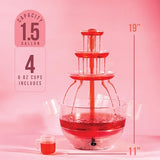 Kusini 1.5 Gal 3-Tier Drink Fountain with LED Base, Champagne Tower, Punch Bowl and 4 Reusable Cups for Soda, Juice, Mimosa and Pani Puri