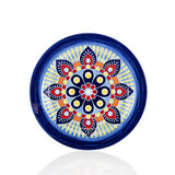 Elama 16-Piece Round Stoneware Dinnerware Set with Multicolored Mandala Pattern, Green