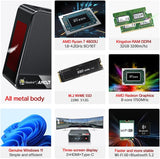 Beelink SER4 Mini Gaming PC with Windows 11, AMD Ryzen 7 4800U 7nm Processor, 8C/16T up to 4.2GHz, 32GB DDR4 RAM, 512GB NVMe SSD, 4K@60Hz Triple Display, Dual HDMI and Type-C, 57W, WiFi 6E, Bluetooth 5.0