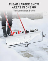 Outvita Wheeled Snow Plow Shovel with 29-Inch Wide by 18-Inch Long Blade, Adjustable Angle and Height, Padded Handle for Driveways and Pavement, Yellow