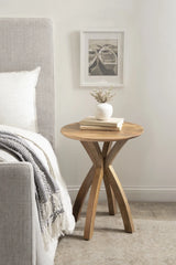 Kate and Laurel Soleyn 20 x 20 x 25 Mid-Century Round Wood Side Table, Natural Finish