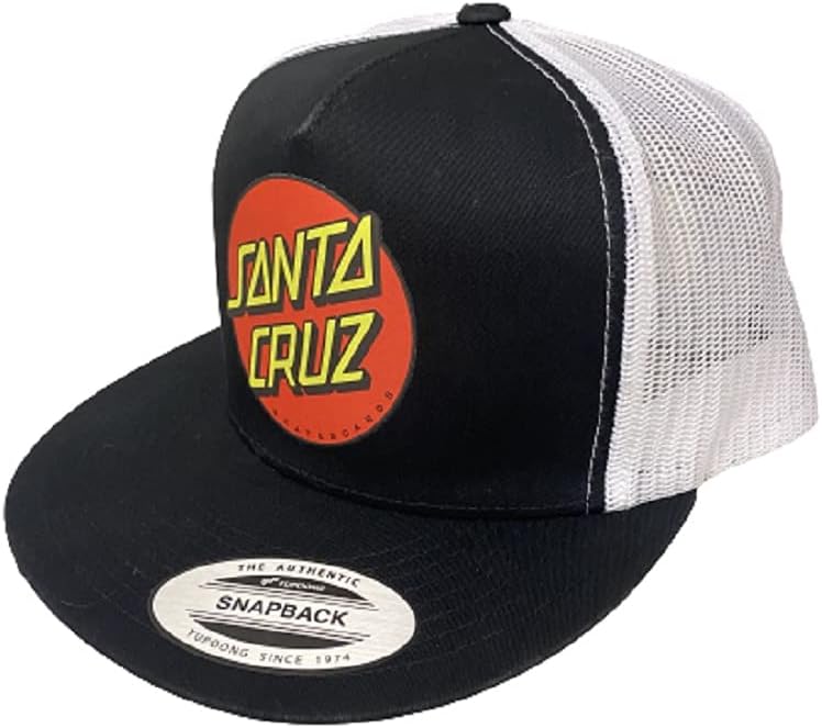 SANTA CRUZ Classic Dot High-Profile Mesh Trucker Hat, Black/White, One Size