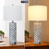 Brightever Farmhouse Table Lamps Set of 2 with Touch Controls, 3-Way Dimming, Dual USB Charging Ports and 2 Included A19 LED Bulbs for Nightstands and End Tables
