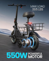 Gyroor 550W Electric Scooter with Basket and Seat, Up to 20-Mile Range