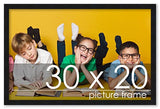 40×20 Contemporary Black Wood Panoramic Picture Frame with UV Acrylic, Foam Board Backing, and Hanging Hardware