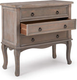 ClickDecor Thomas Antique Country-Style Dresser with 3 Drawers, Curved Legs and Black Ring Handles, Weathered Gray Wood Accent Furniture