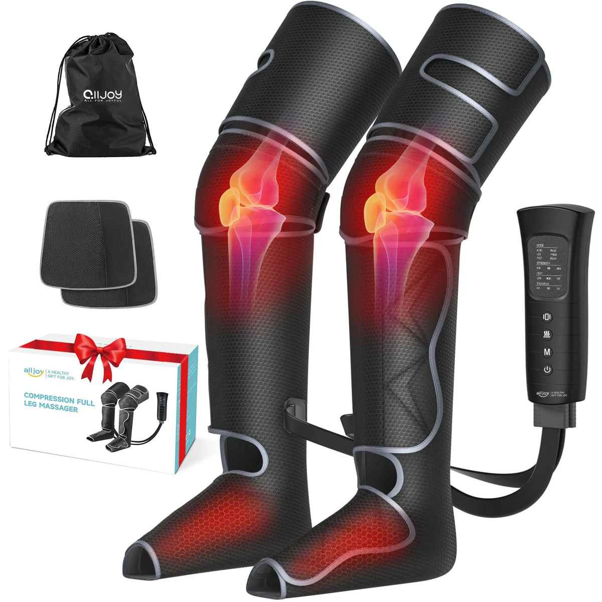 ALLJOY Full-Leg Air Compression Massager with 6 Modes, Memory Controller and 2 Heat Levels for Foot, Knee, Circulation and Pain Relief