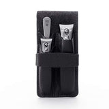 GERMANIKURE Professional Manicure and Pedicure Kit for Men with FINOX Stainless Steel Nail Clippers and Sapphire File, Black Leather Case, Ethically Made in Solingen, Germany