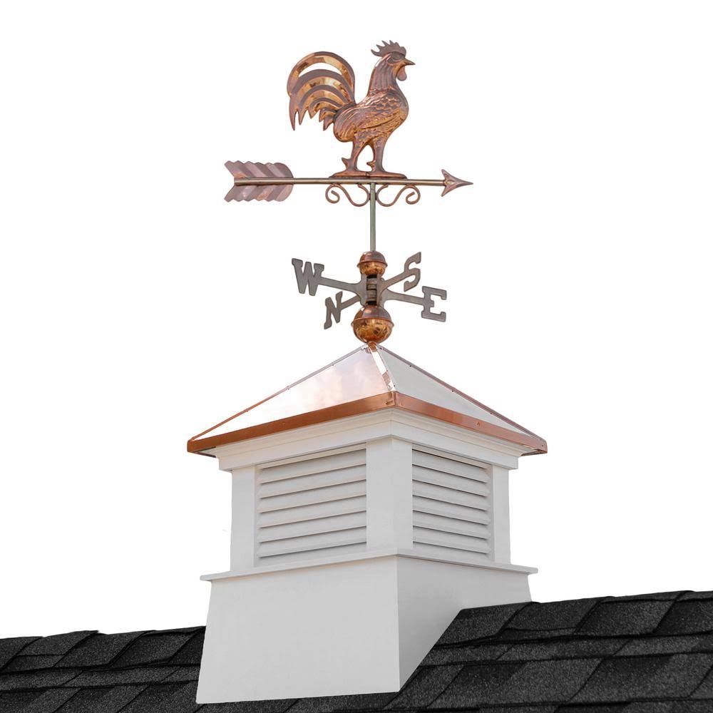 Good Directions Manchester Square Vinyl Cupola with Rooster Weathervane, 18 x 18 x 40 Inches