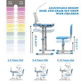 BELANITAS Adjustable Kids Study Desk and Chair Set in Green, Featuring a 40-Degree Tilt Desktop for Ages 5-12