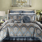 Blue King Comforter Set by Chic Home, Featuring 13 Pieces with Scroll Jacquard Bedding