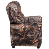 Kids Camouflaged Fabric Recliner from Emma and Oliver, Featuring a Built-In Cup Holder