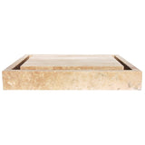 Eden Bath Rectangular Infinity Pool Sink, Honed Beige Travertine