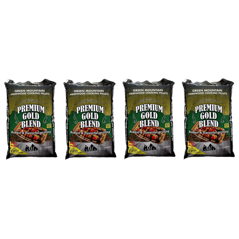 Green Mountain Premium Gold Blend Hardwood Grilling Pellets, 4-Pack