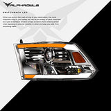 Alpha Owls 8710401 Crystal Headlights with Switchback Sequential LED Light Bar and Startup Light, Black and Amber, Fits 2009-2018 Dodge Ram 1500, 2500 and 3500 and 2019-2023 Classic Halogen Models