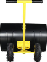 Outvita Wheeled Snow Plow Shovel with 29-Inch Wide by 18-Inch Long Blade, Adjustable Angle and Height, Padded Handle for Driveways and Pavement, Yellow
