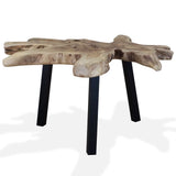 Dcenta Living Room Coffee Table with Genuine Teak Woodtop and Steel Legs, 31.4 x 27.5 x 14.9 Inches