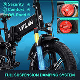 VITILAN i7 Pro Folding Electric Bike for Adults with 750W BAFANG Motor, Fat Tires, Full Suspension, Removable 16AH/20AH Cell Battery & 8-Speed Drivetrain