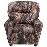 Kids Camouflaged Fabric Recliner from Emma and Oliver, Featuring a Built-In Cup Holder