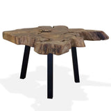 Dcenta Living Room Coffee Table with Genuine Teak Woodtop and Steel Legs, 31.4 x 27.5 x 14.9 Inches
