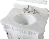 Ellenton 30.75-Inch Antique-Style Bathroom Vanity and Mirror Set, White, HF-080W-AW-BS-MIR