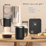16oz Heated Coffee Mug and Electric Warmer Set with Smart Temperature Heating and Auto Shut-Off, Desk Cup Warmer for Home or Office, Black