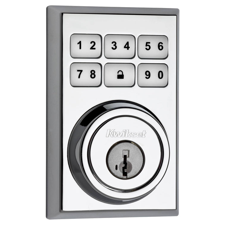 Kwikset 99090-022 SmartCode Electronic Deadbolt with SmartKey Security, Polished Chrome Finish