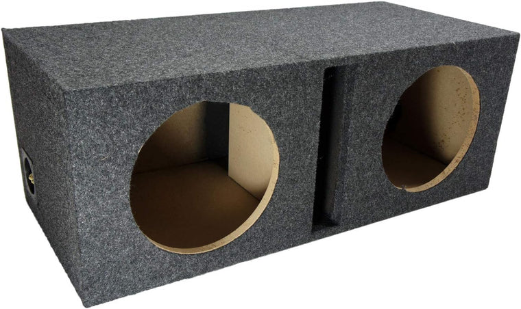 Dual 10-Inch Vented Car Audio Subwoofer Enclosure with Ported Stereo Sub Box Design, 5/8-Inch MDF