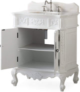 Ellenton 30.75-Inch Antique-Style Bathroom Vanity and Mirror Set, White, HF-080W-AW-BS-MIR