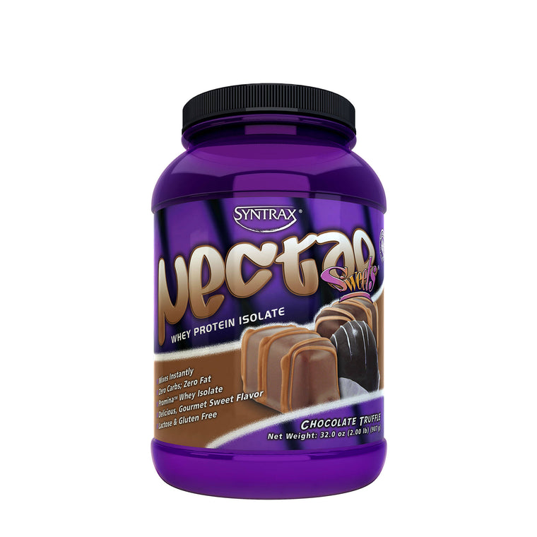 Syntrax Nectar Whey Protein Isolate Powder in Chocolate Truffle, 2 lb Canister