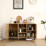 45in Sideboard Buffet Cabinet with Rattan Mesh Doors, Melamine Storage, Carbon Steel, and Engineered Wood Frame for Dining or Bedroom