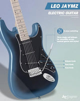 Leo Jaymz 39-Inch Full-Size ST-Style Electric Guitar Starter Kit with SSH Pickup, 5W Portable Amp, Tuner, Gig Bag, Strap and Accessories, Violet Ocean