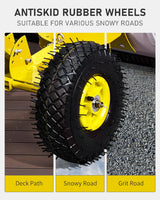 Outvita Wheeled Snow Plow Shovel with 29-Inch Wide by 18-Inch Long Blade, Adjustable Angle and Height, Padded Handle for Driveways and Pavement, Yellow