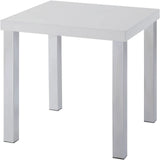 Bowery Hill Contemporary End Table, White High-Gloss Finish with Chrome Accents