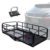 Folding 500-Lb. Hitch-Mount Cargo Carrier with 60 x 24 x 14.4-Inch Basket, Fits 2-Inch Receivers for Cars and SUVs