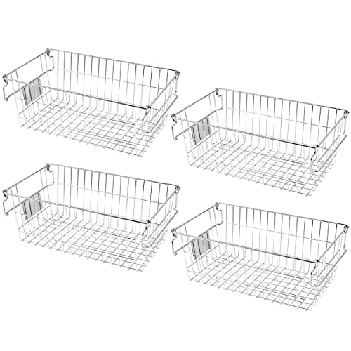 Orgneas Stackable Metal Wire Baskets for Chest Freezers and Pantries, Produce Storage Bins with Tag Slots for Fruits, Vegetables and Snacks