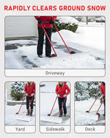 Outvita Wheeled Snow Plow Shovel with 29-Inch Wide by 18-Inch Long Blade, Adjustable Angle and Height, Padded Handle for Driveways and Pavement, Yellow