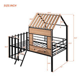 Harper & Bright Designs Twin Low Loft House Bed with Roof, Window, Guardrail and Ladder, Metal Kids Frame for Girls and Boys, White
