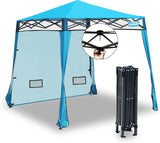 EzyFast Elegant 6 x 6-Foot Pop-Up Beach Shelter in Khaki, Compact Portable Canopy with 7.5 x 7.5 ft Base for Camping, Hiking, Fishing and Picnics