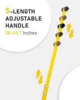 Outvita Wheeled Snow Plow Shovel with 29-Inch Wide by 18-Inch Long Blade, Adjustable Angle and Height, Padded Handle for Driveways and Pavement, Yellow