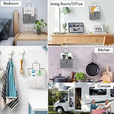 3-Piece Wall-Mounted Hanging Organizer Set with Linen Fabric Baskets, Pockets and Waterproof Storage for Kitchen, Bedroom, Office or RV Camper, White