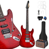 Leo Jaymz 39-Inch Full-Size ST-Style Electric Guitar Starter Kit with SSH Pickup, 5W Portable Amp, Tuner, Gig Bag, Strap and Accessories, Violet Ocean