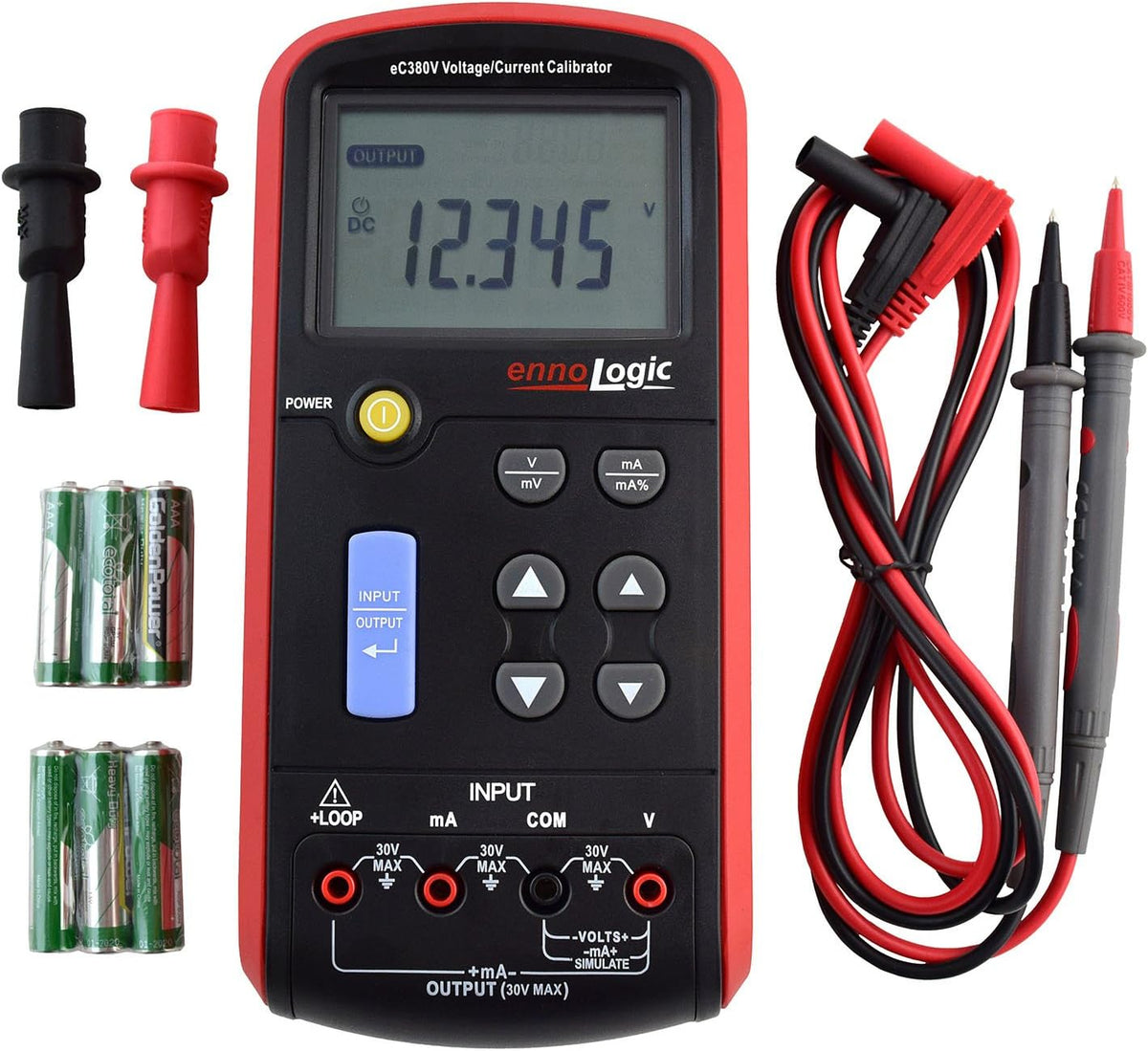 ennoLogic eC380V Portable Process Calibrator for 0-20V and 4-20mA Signals, Generator, Simulator and Meter for Transmitters, Current Loops and PLCs