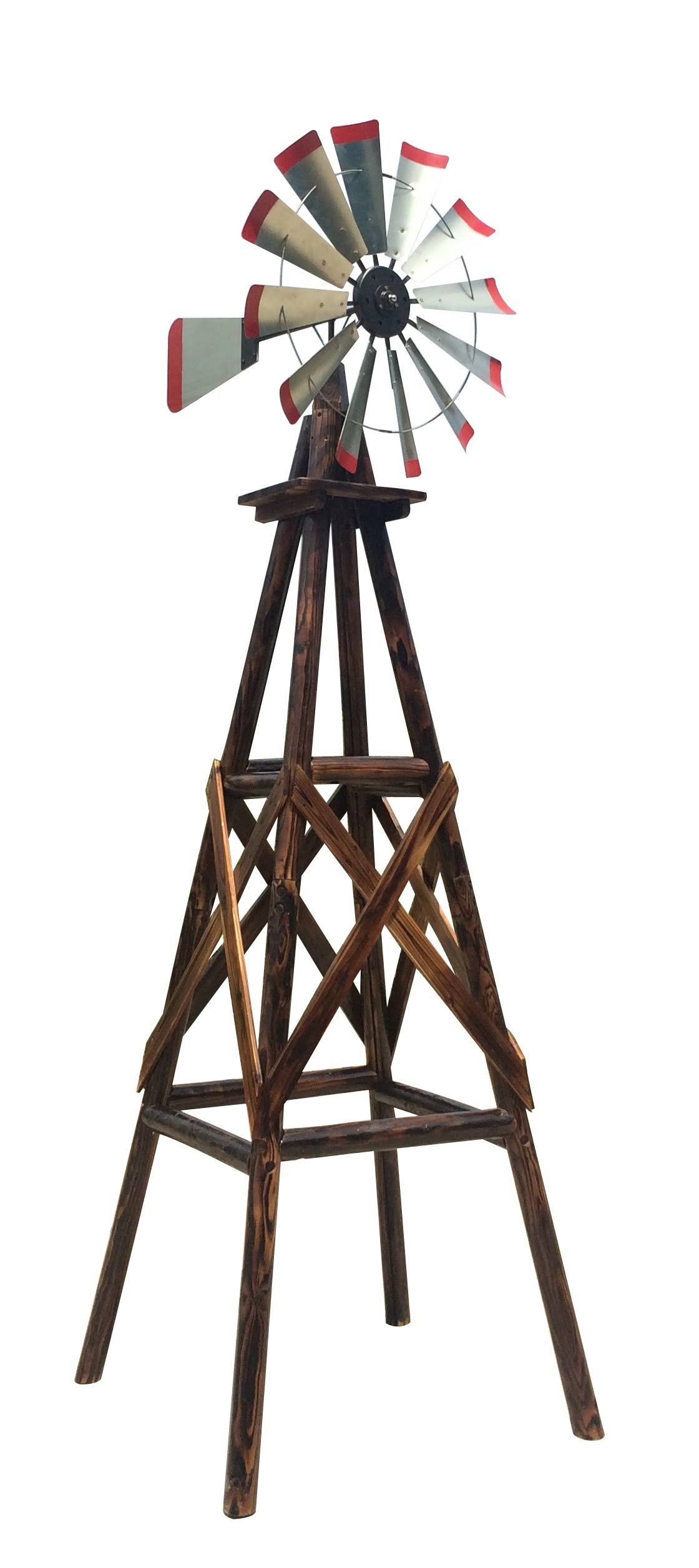 9-Foot Char-Log Windmill for Outdoor Décor, Leigh Country