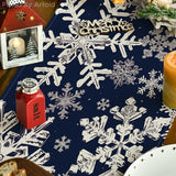Navy Blue Christmas Table Runner with Snowflake Design by Artoid Mode, 13 x 72 Inches, Winter Holiday Dining and Kitchen Decor